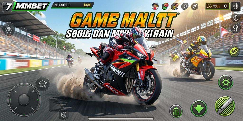 Tampilan gameplay balap motor yang mendebarkan di 7MMBET.