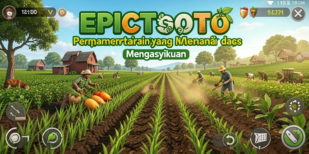 Tangkapan layar menampilkan gameplay pertanian yang penuh warna dan interaksi karakter.