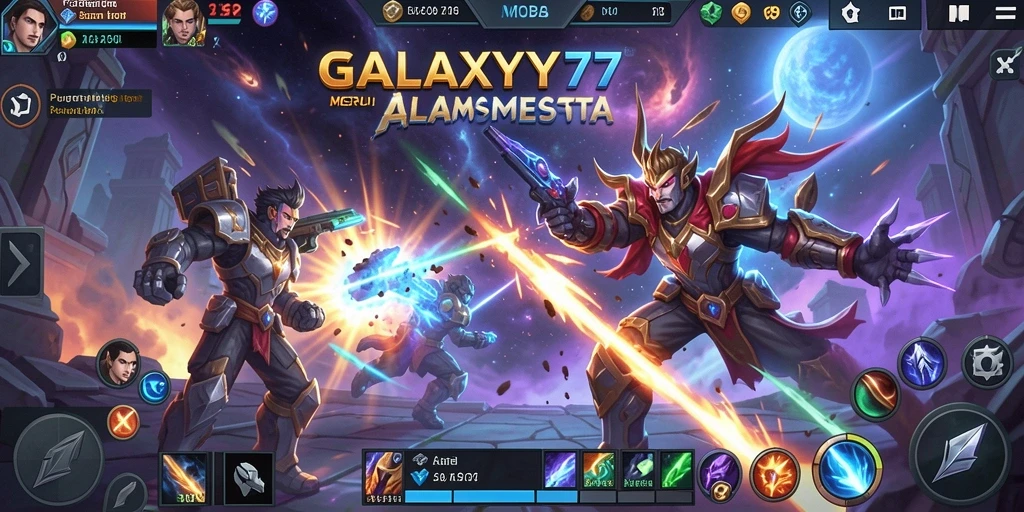 Screenshot gameplay seru GALAXY77 dengan karakter heroik beraksi.