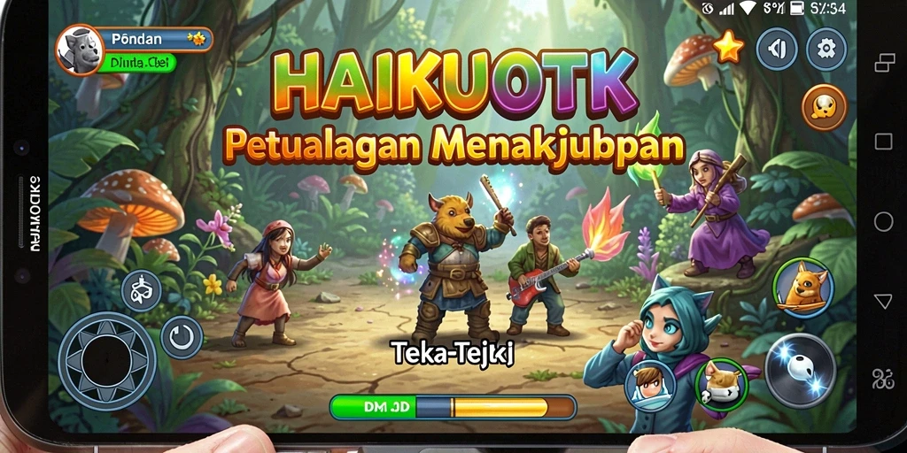 Screenshot menarik dari gameplay HAIKUOTK menunjukkan petualangan penuh teka-teki.