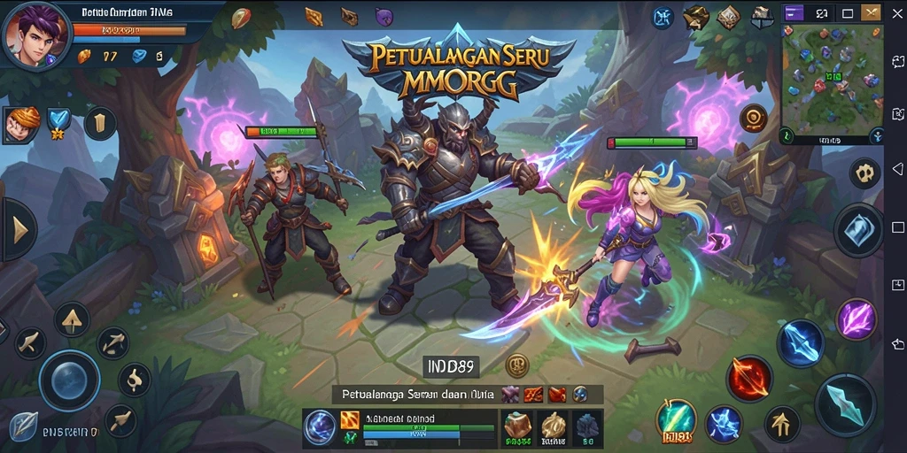 Tangkapan layar gameplay <strong>IND89</strong> yang menampilkan pertarungan epik dalam dunia MMORPG.