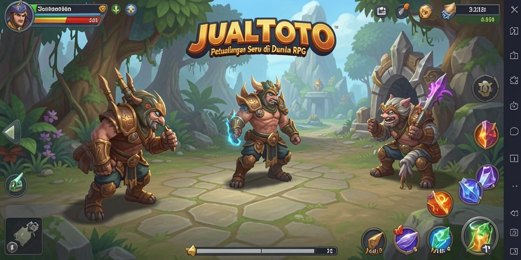 Screenshot utama JUALTOTO menampilkan aksi pertempuran yang mendebarkan.