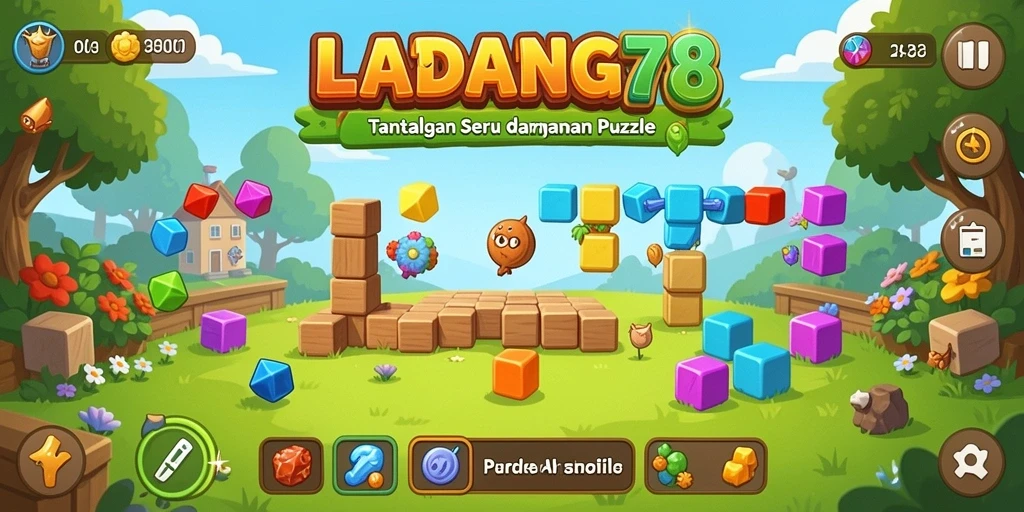 Tangkapan layar utama LADANG78 menampilkan gameplay puzzle yang menantang.