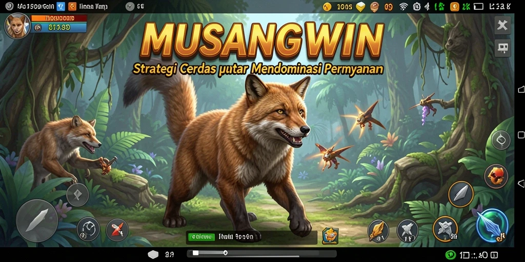 Tangkapan layar gameplay MUSANGWIN menampilkan pertarungan strategis yang intens.