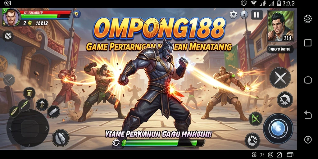 Tampilan aksi pertarungan intens dalam OMPONG188.