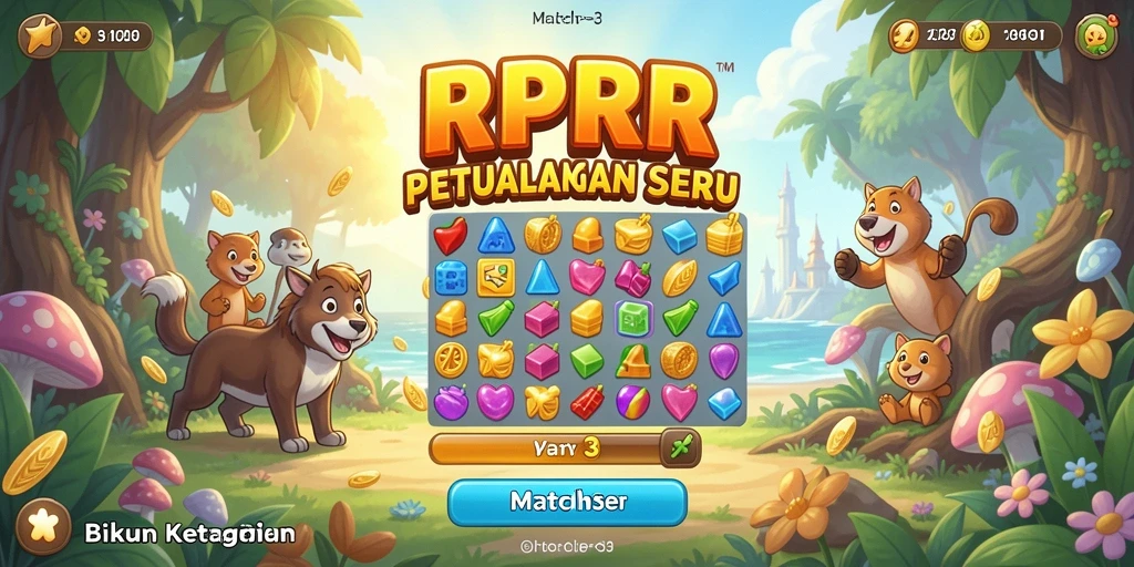 Tampilan menarik gameplay RPRR dengan objek berwarna-warni.