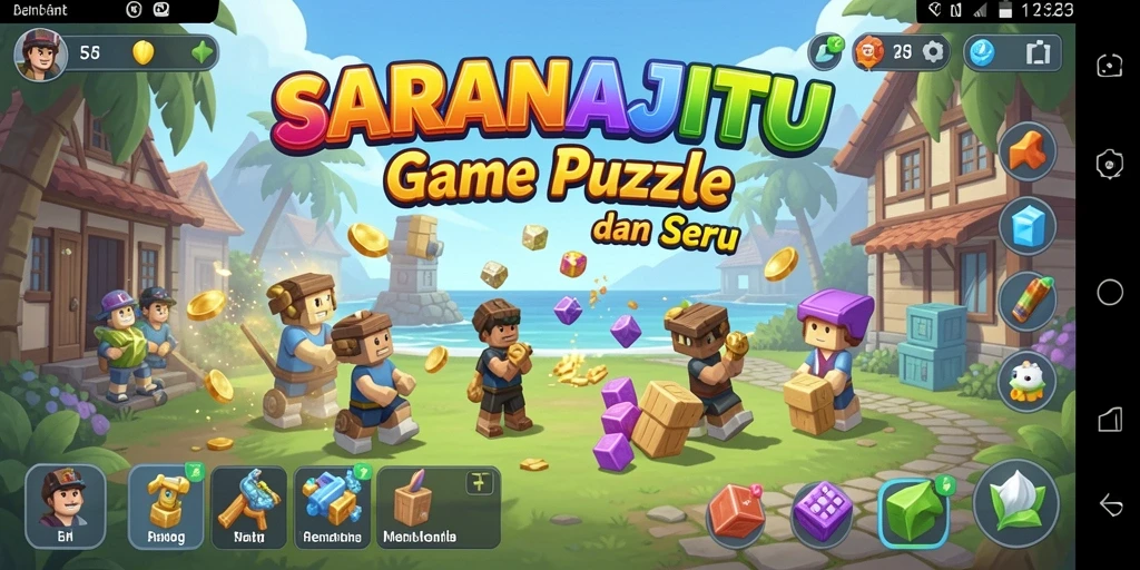 Tampilan gameplay SARANAJITU yang menampilkan berbagai tingkat kesulitan dalam Puzzle.