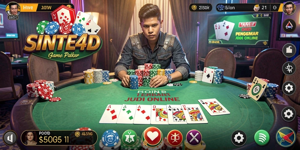 Screenshot gameplay yang menarik dari permainan Poker SINTE4D.