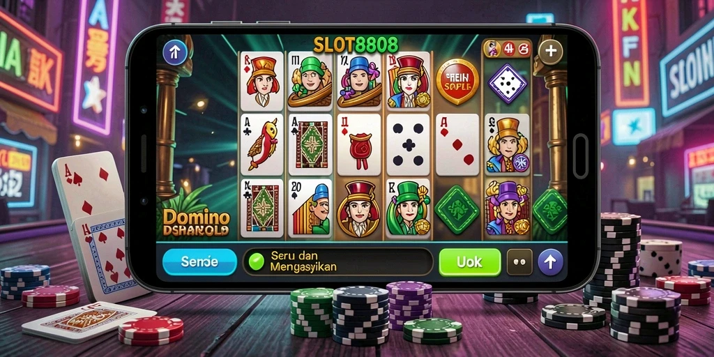 Screenshot utama SLOT8808 menampilkan aksi seru permainan Domino.