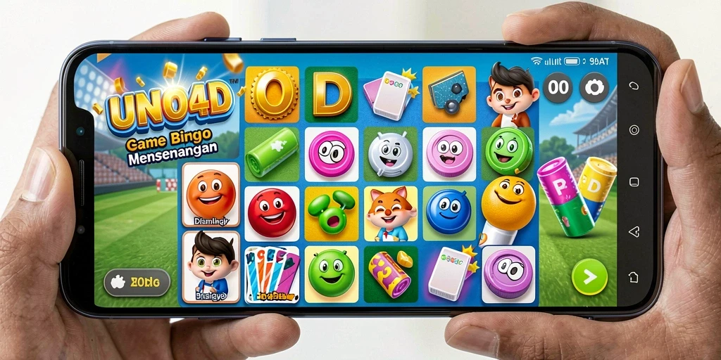Screenshot gameplay UNO4D dengan tampilan papan Bingo yang menarik.